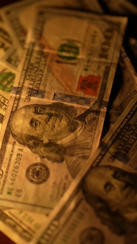 Dollar Bills Banknotes Us Dollars Under Candlelight In The Dark Stock Footage 263370152
