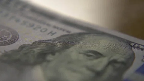 Dollar bills close-up. Macro photography of bank notes. Portrait of George Stock Footage 84697156