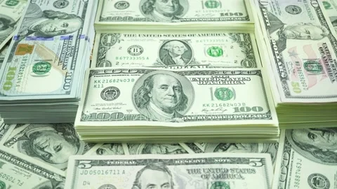 Dollar Bills Of Different Denominations On The Table. Video stock 169044708