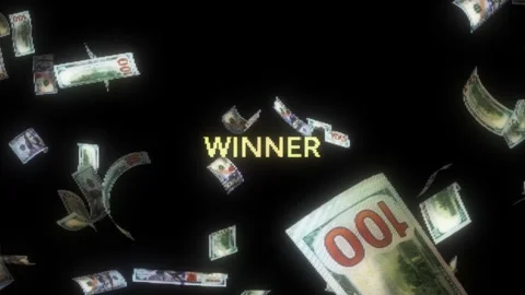 Dollar Bills Fall Pixel Winner Text in Retro Y2K Aesthetic Casino Overlay Loop Stock-Footage 308406913