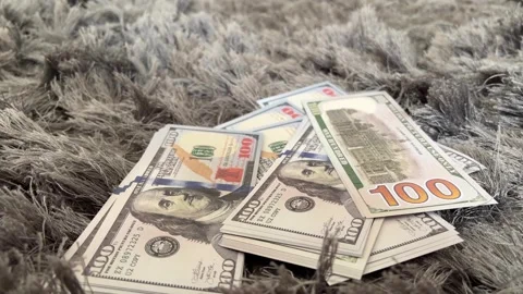 Dollar Bills Falling Onto Floor Cash Drop Finance Concept Vídeos de archivo 337037342