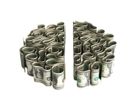 Dollar bills laid out in the form of convolutions of the brain concept of mon Stock Illustration