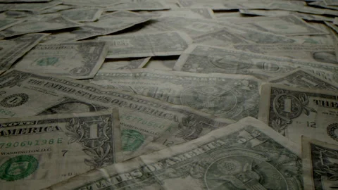 Dollar Bills laid out on Table Stock Footage 255062915