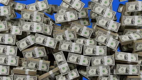 Dollar bills raining down with smooth green screen transition Stock Footage 303485464