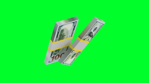 Dollar bills rotate on a green screen in 3D animation. 4K Stock Footage 154865935