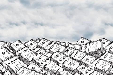 Dollar bills under cloudy sky Stock Photos