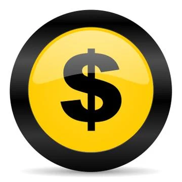 Dollar black yellow web icon Stock Illustration