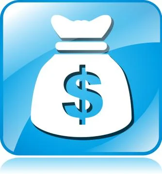 Dollar blue square icon Illustrazione stock