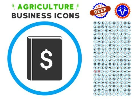 Dollar Book Rounded Icon with Set Illustrazione stock