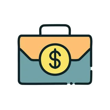 Dollar briefcase. Illustration of a briefcase with a dollar sign on it, sym.. Stock-Illustration