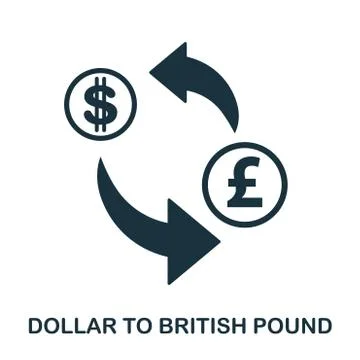 Dollar To British Pound icon. Mobile app, printing, web site icon. Simple Stock Illustration