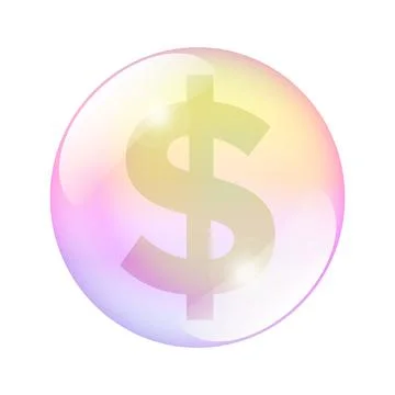 Dollar bubble, visual metaphor for an economic or financial bubble Stock Illustration