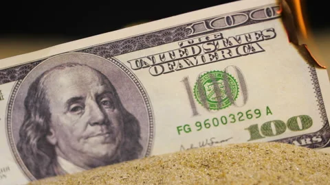 Dollar Burns Opens View on Bitcoin Real Model Stock Footage 88606087