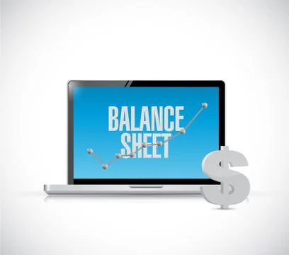 Dollar business balance sheet on computer screen Stock Illustration