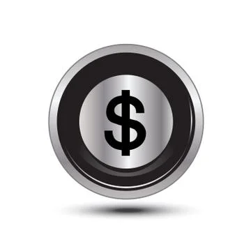 Dollar button aluminum Stock Illustration