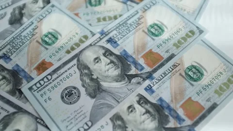 Dollar cash banknotes closeup slow motion video. Income, salary, profit. Stock Footage 320052013