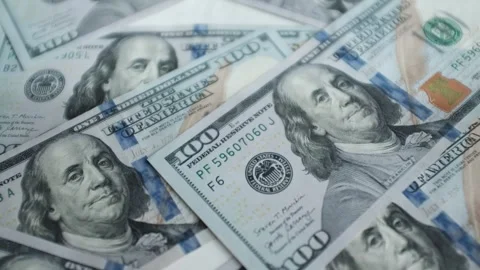 Dollar cash banknotes closeup slow motion video. Income, salary, profit. Stock Footage 320052051