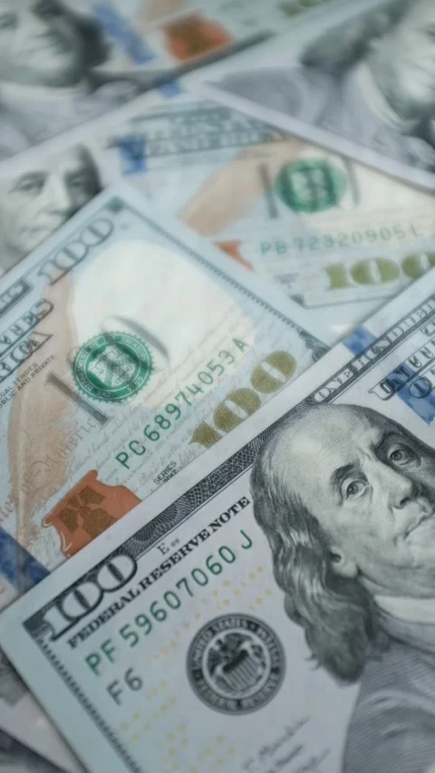 Dollar cash banknotes closeup slow motion video. Income, salary, profit. Stock Footage 320052052
