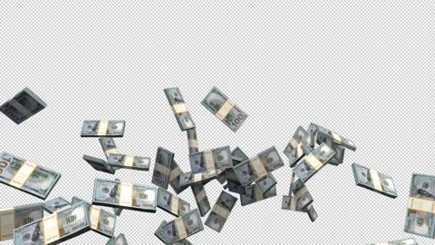 Dollar cash fountain – 3d render with alpha channel. Vídeo Stock 332911253