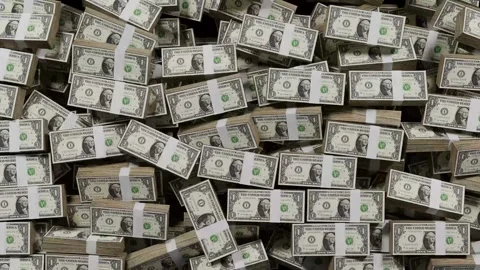 Dollar Cash Money falling down - Business Finance Stock Footage 303485625