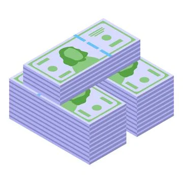 Dollar cash stack icon isometric vector. Money pile Stock Illustration