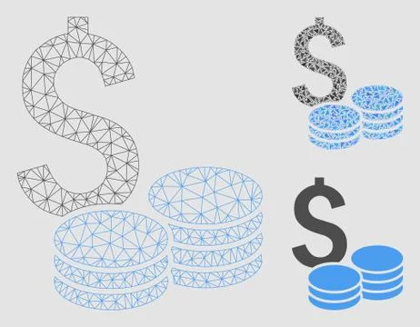 Dollar Cash Vector Mesh Network Model and Triangle Mosaic Icon Illustrazione stock