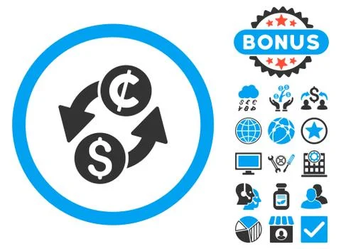 Dollar Cent Exchange Flat Vector Icon with Bonus Stock Illustration