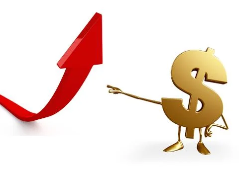Dollar character with arrow Stock Illustration