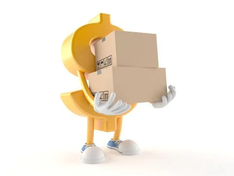 Dollar character with boxes Illustrazione stock