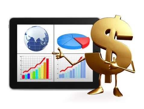 Dollar character with business graph Stock Illustration