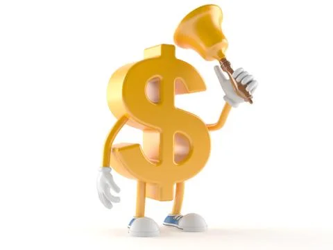 Dollar character with handbell Stock Illustration