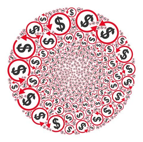 Dollar Chargeback Icon Spheric Bubble Collage Stock Illustration