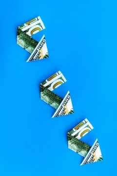 Dollar chart on blue background. Currency trading concept Stock Photos