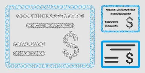 Dollar Cheque Vector Mesh 2D Model and Triangle Mosaic Icon 스톡 일러스트