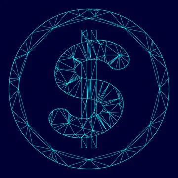 Dollar in the circle low poly triangulation triangulated polygonal electric c Stock Illustration