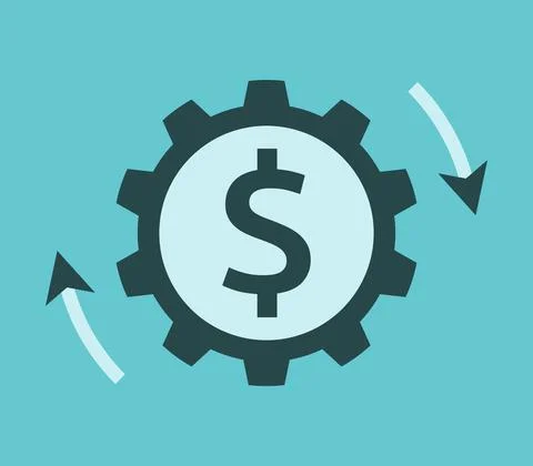 Dollar cog, money working Stock Illustration