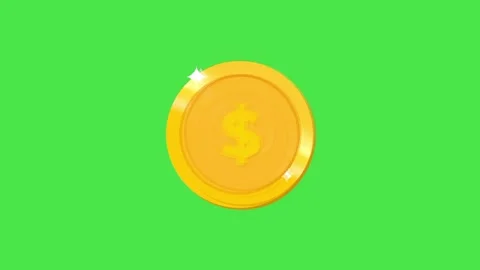 Dollar coin beats on a green screen background Stock Footage 340352798