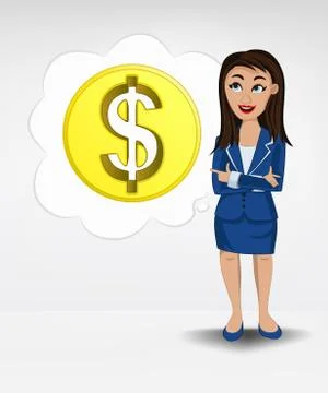 Dollar coin in bubble idea concept of woman in suit vector illustration Illustrazione stock
