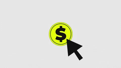 Dollar coin clicking with cursor pointer 2D cartoon object animation Stock Footage 315029509