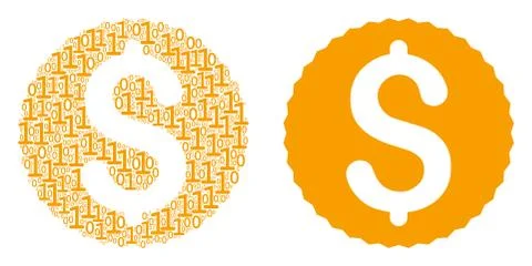 Dollar Coin Composition of Binary Digits イラスト素材