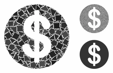 Dollar coin Composition Icon of Uneven Elements 库存插图
