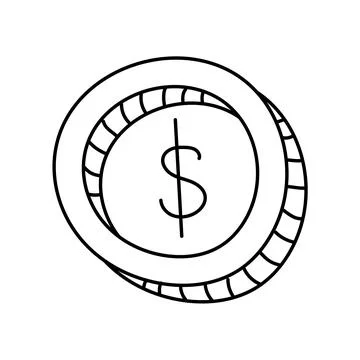 Dollar Coin in doodle style Illustrazione stock
