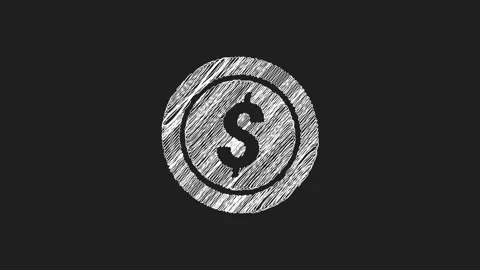 Dollar coin - doodles drawing effect, Isolated on black background. 4K motion Stock Footage 282347493