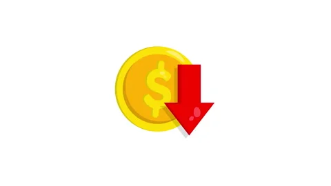 Dollar coin down icon animation. 4K motion animation. Stock Footage 299894353