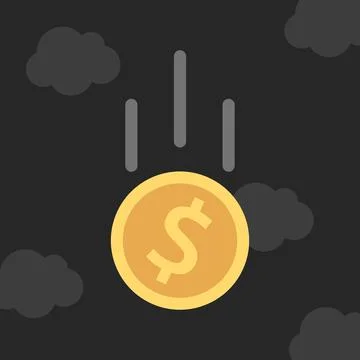 Dollar coin falling, depression Illustrazione stock