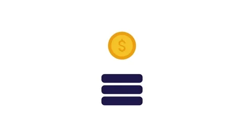 Dollar Coin Falling on Stack Animation, Financial Growth Video Loop Stock Footage 347088405