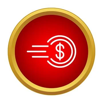Dollar coin fast payment sending money icon Stock Illustration