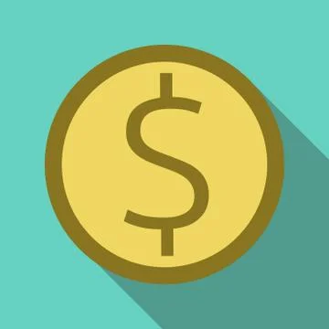 Dollar coin, flat style Stock Illustration