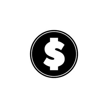 Dollar Coin Flat Vector Icon Stock Illustration