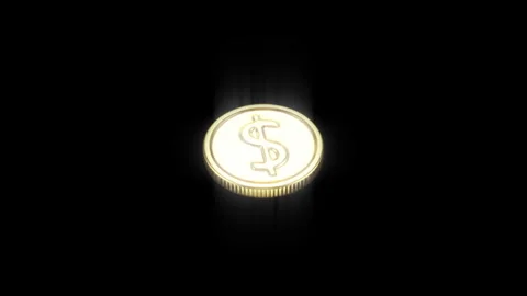 Dollar Coin Flip Animation – Appearance and Disappearance on Black Background Stock Footage 321879695